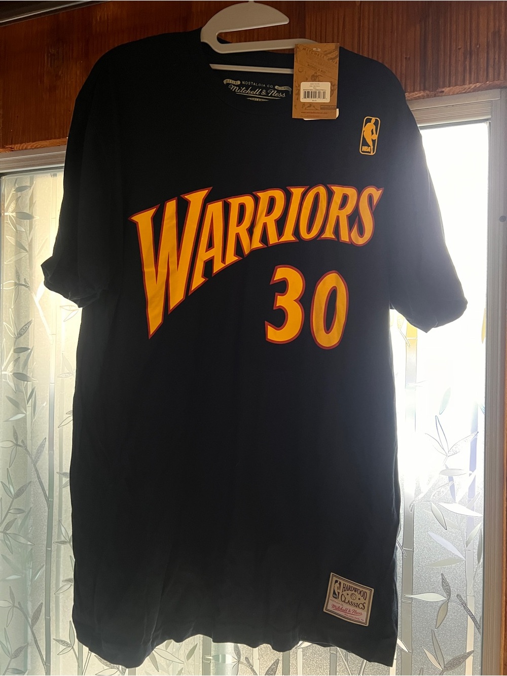 Mitchell & Ness Black Golden State Warriors #30 Tee with Yellow Accent